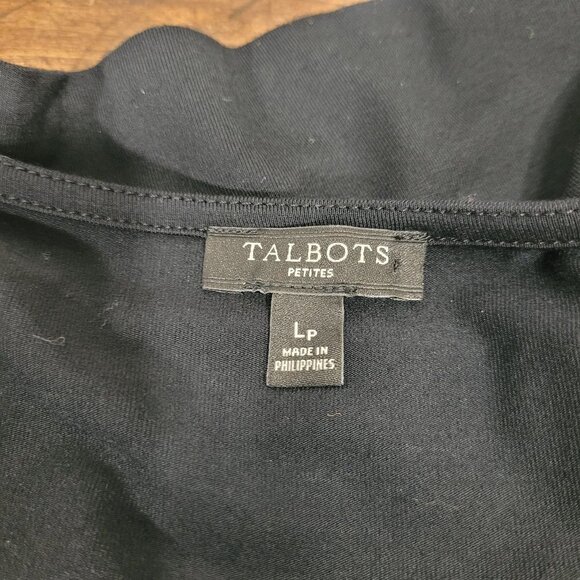 EUC Talbots Dress Women's Petite sz L Black Faux Wrap Long Sleeve Midi Dress - Picture 3 of 6